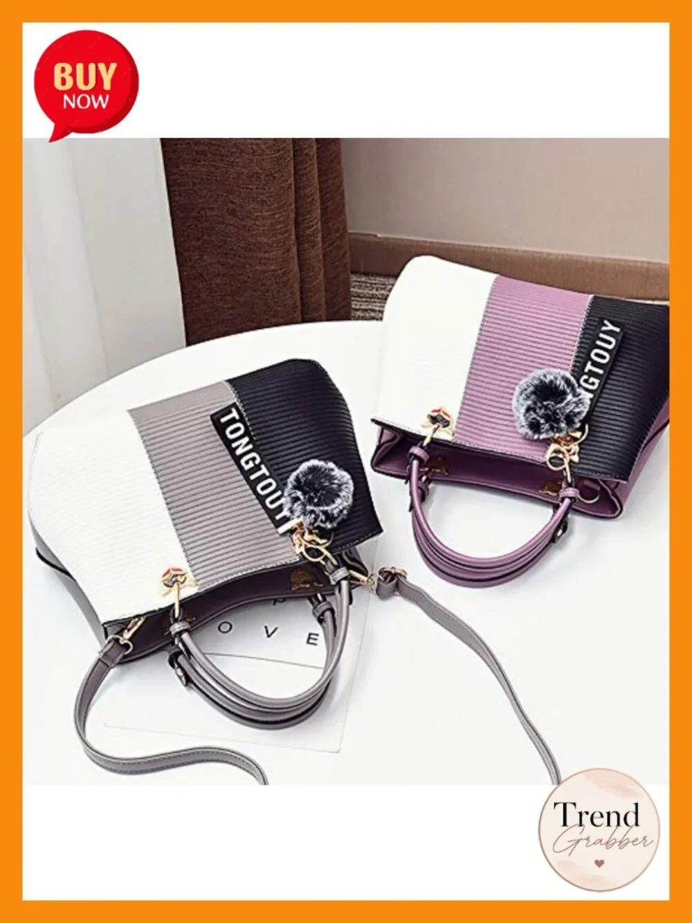 PU Leather Satchel Shoulder Tote Bag with Multiple Pockets